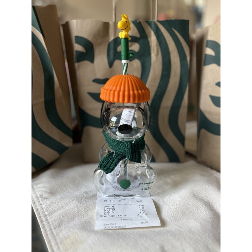 Starbucks x Peanuts Snoopy Limited Edition Glass Cup Tumbler 100% Authentic 2026